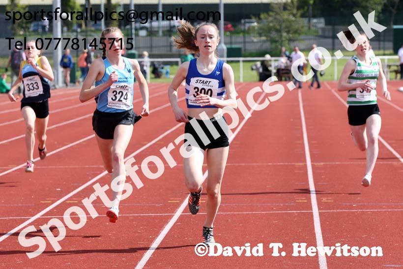 Girls under-15s 300 metres, 2019 North Eastern Track and Field Champs., Middlesbrough. Photo:  David T. Hewitson/Sports for All Pics